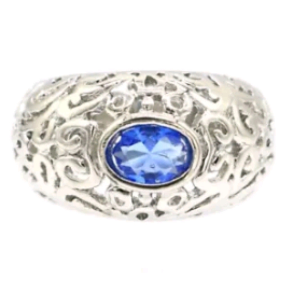 New rich Blue Violet tanzanite cz sterling silver ring